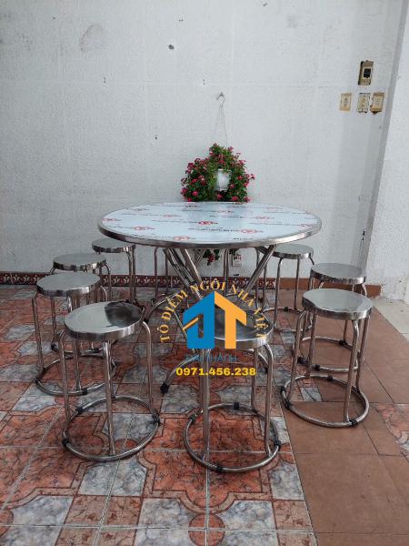 Bộ bàn tròn inox 10 ghế Đại Thành